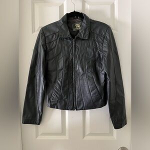 Vintage Black Leather Jacket by Golden State Leather
Flattering details pockets